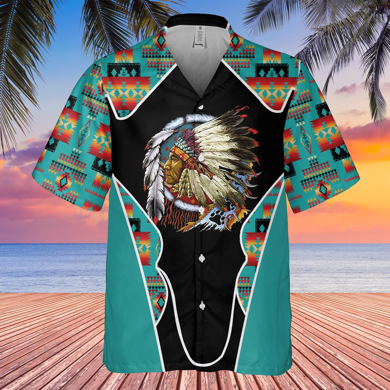 GB-HW000510 Tribe Design Native American Hawaiian Shirt 3D