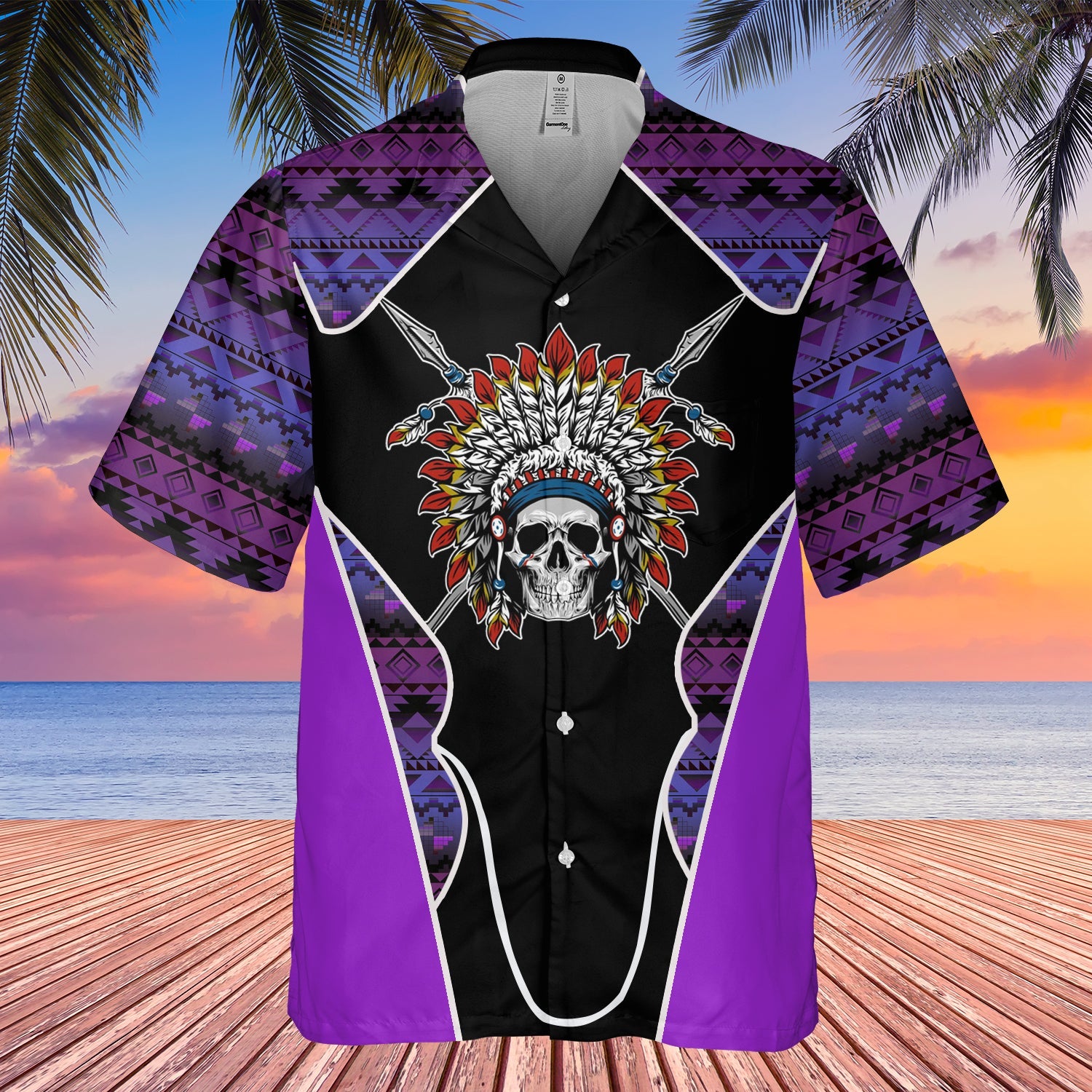 GB-HW000514 Tribe Design Native American Hawaiian Shirt 3D