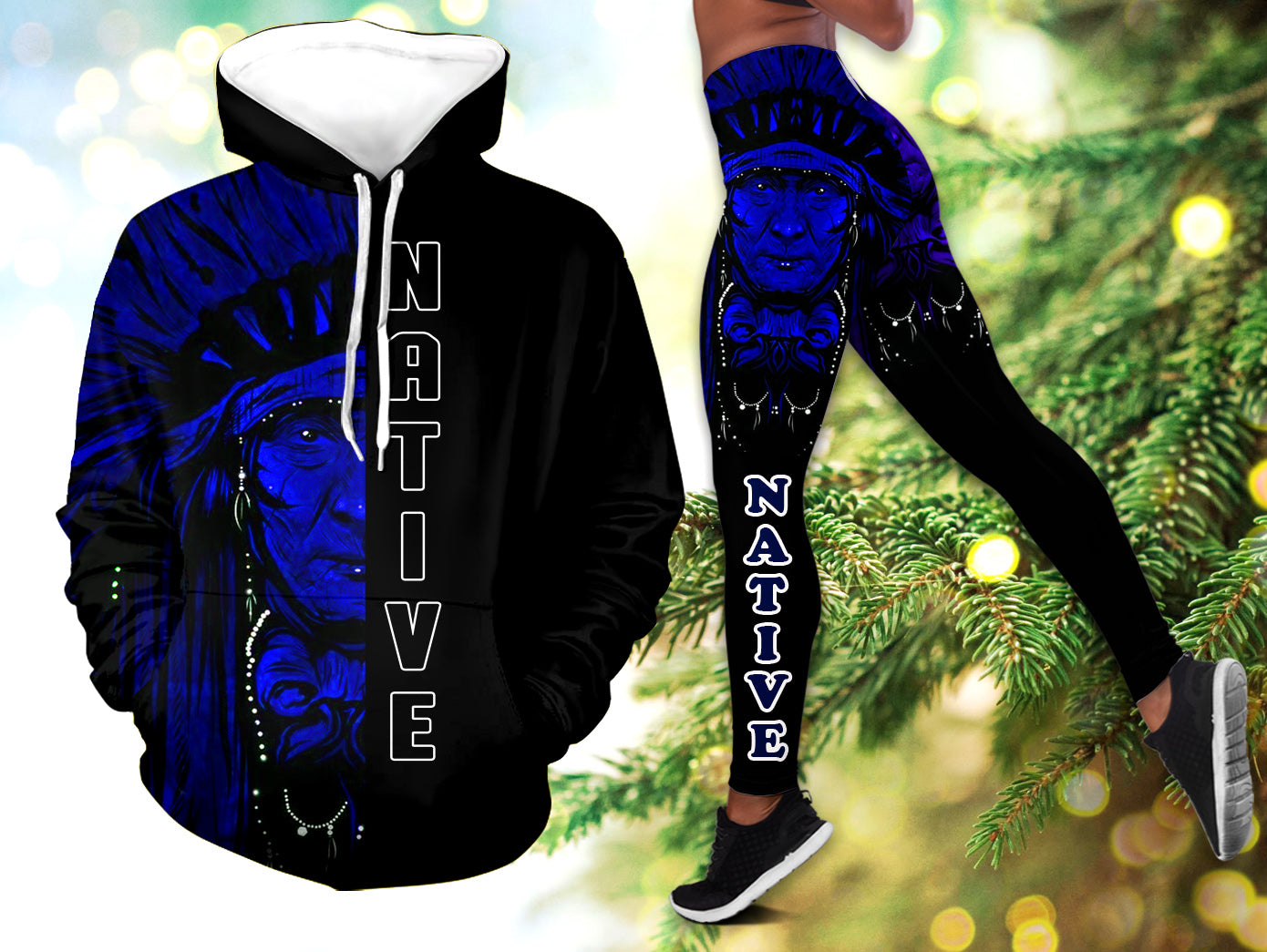 GB-NAT00102-02 Native American Chief  3D Hoodie Legging Set