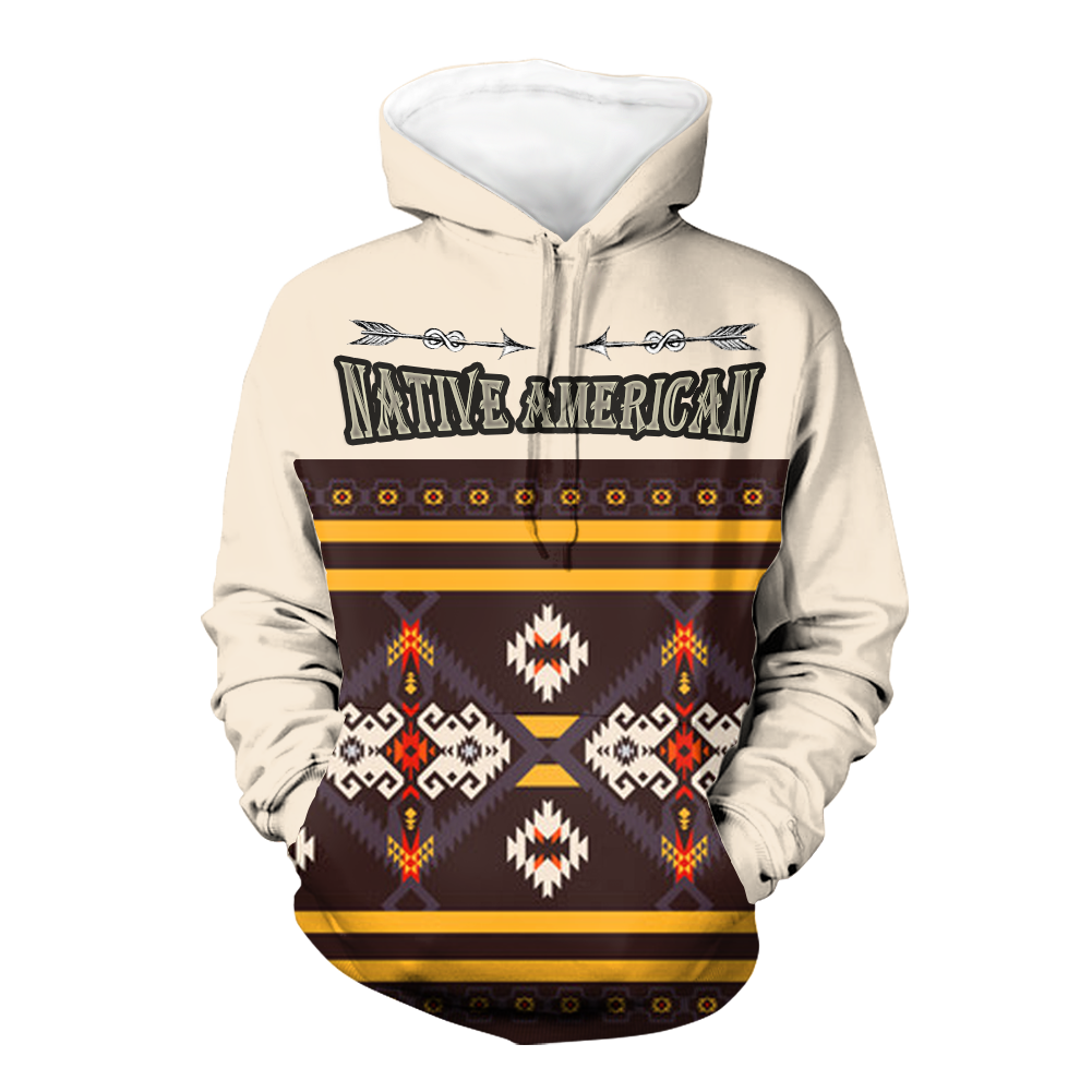 GB-NAT005689 Brown Pattern 3D Hoodie