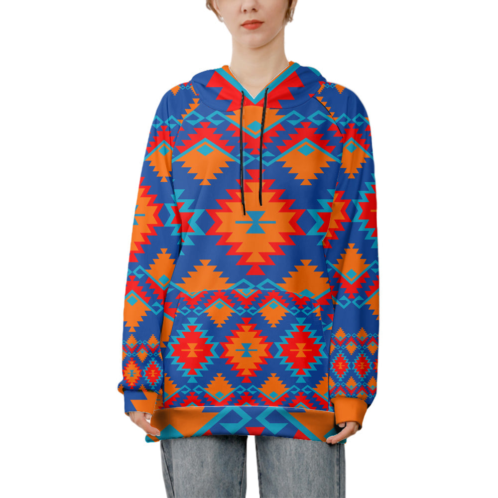 GB-NAT00520  Red & Yellow Geometric  3D Long Hoodies