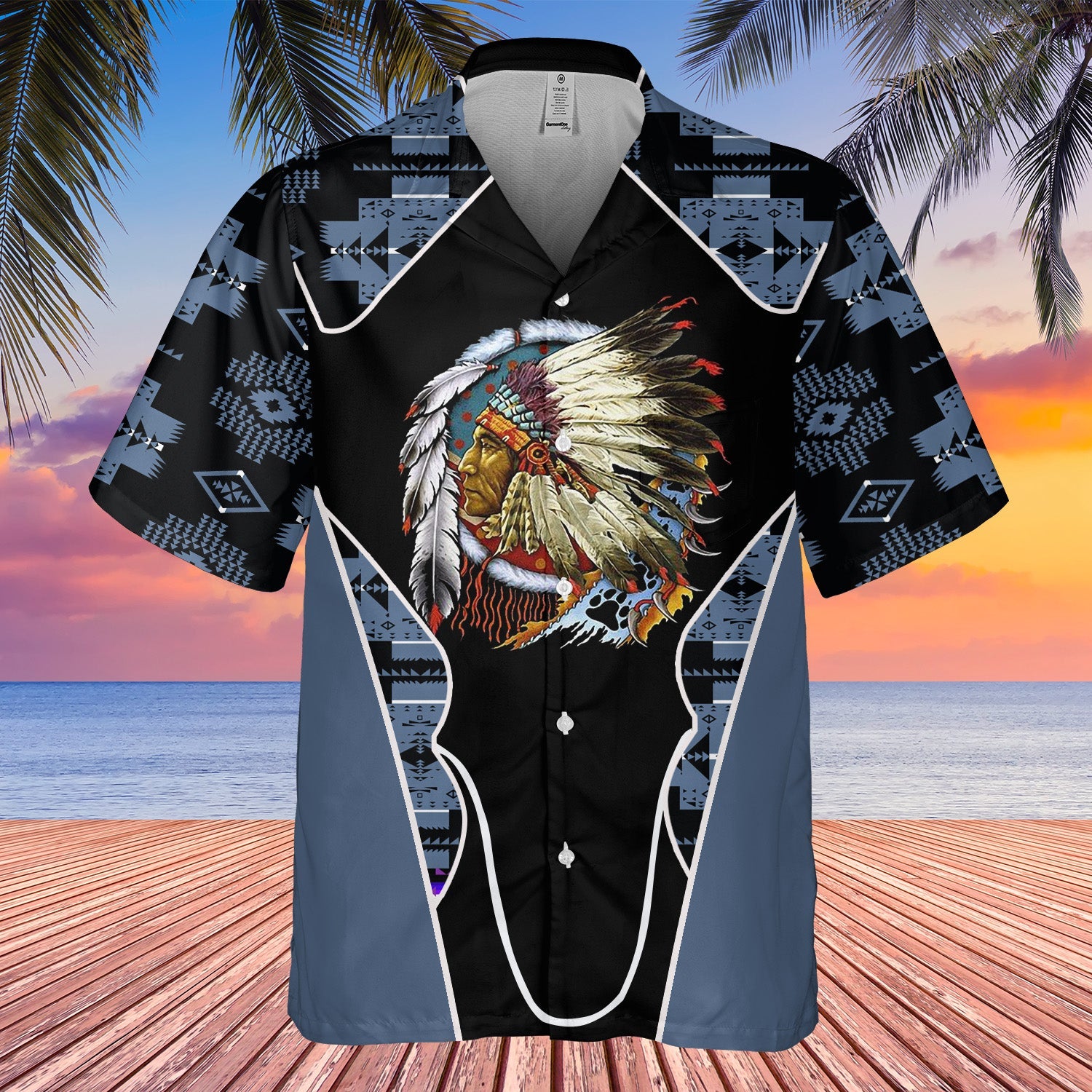 GB-HW000542 Tribe Design Native American Hawaiian Shirt 3D