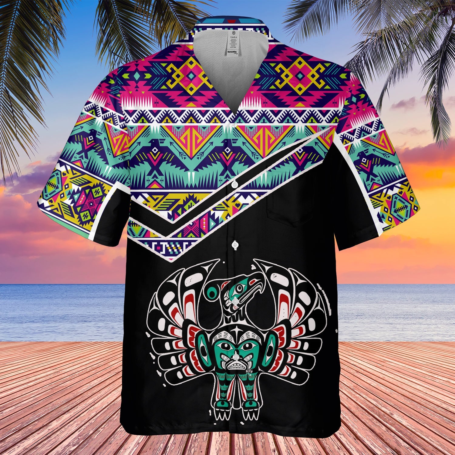 GB-HW000553 Tribe Design Native American Hawaiian Shirt 3D