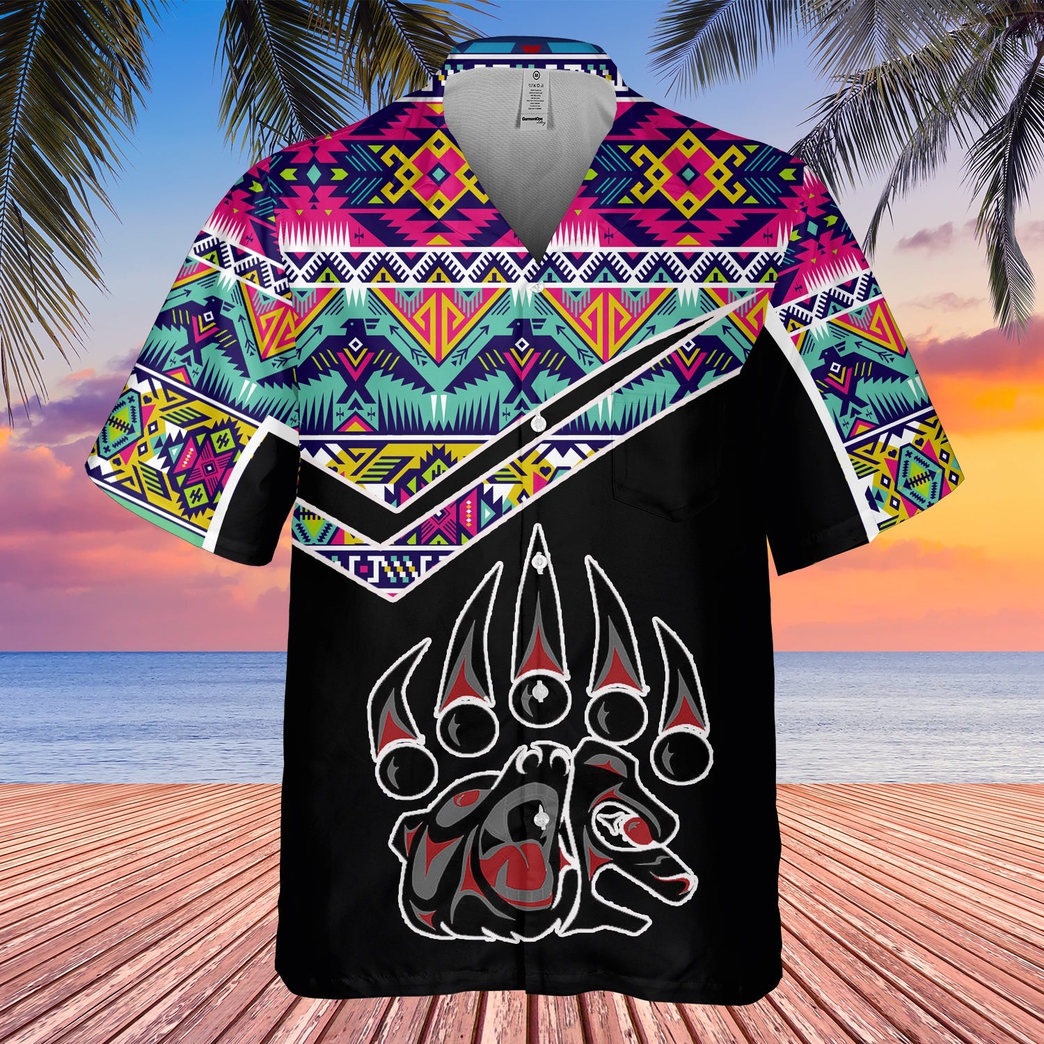 GB-HW000554 Tribe Design Native American Hawaiian Shirt 3D
