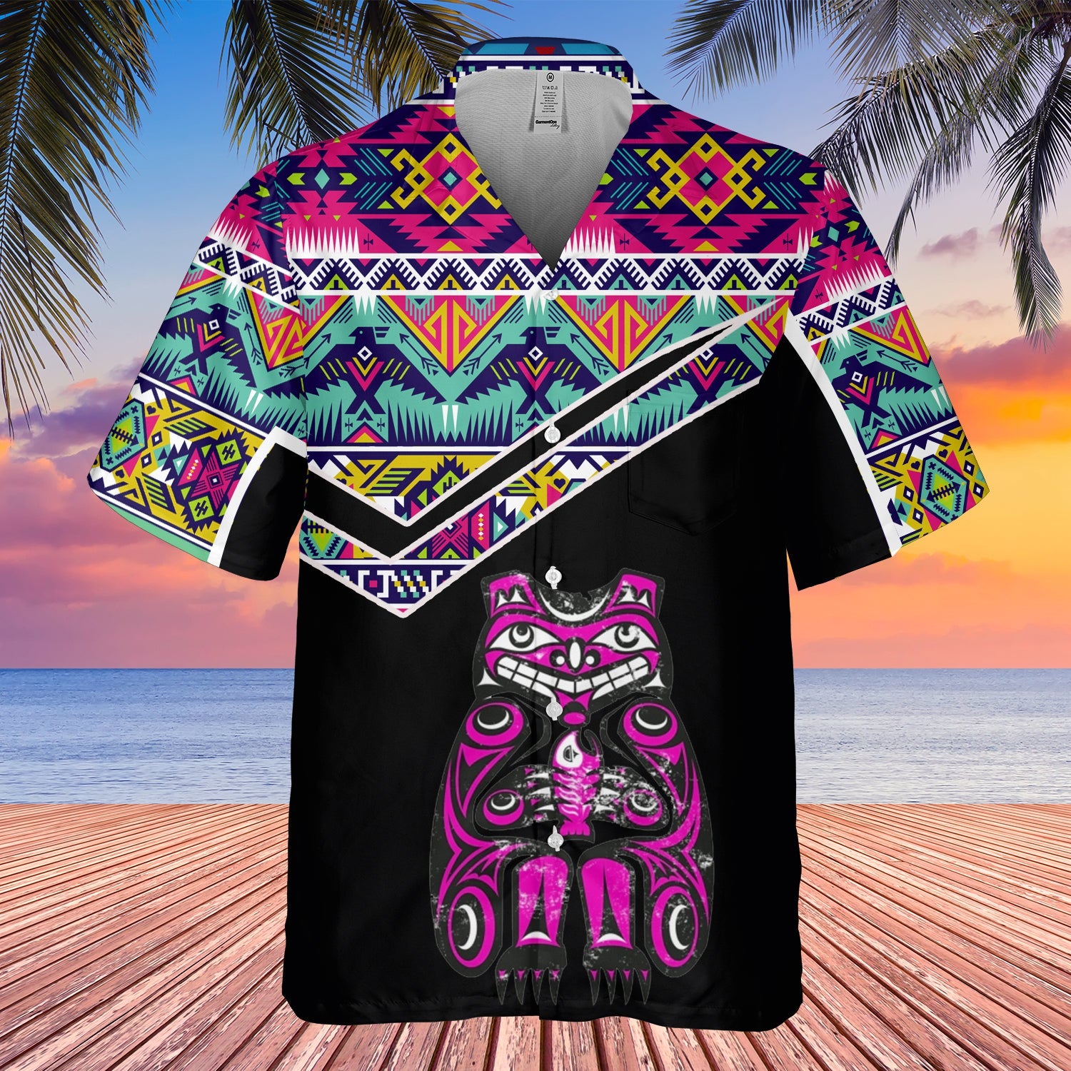 GB-HW000555 Tribe Design Native American Hawaiian Shirt 3D