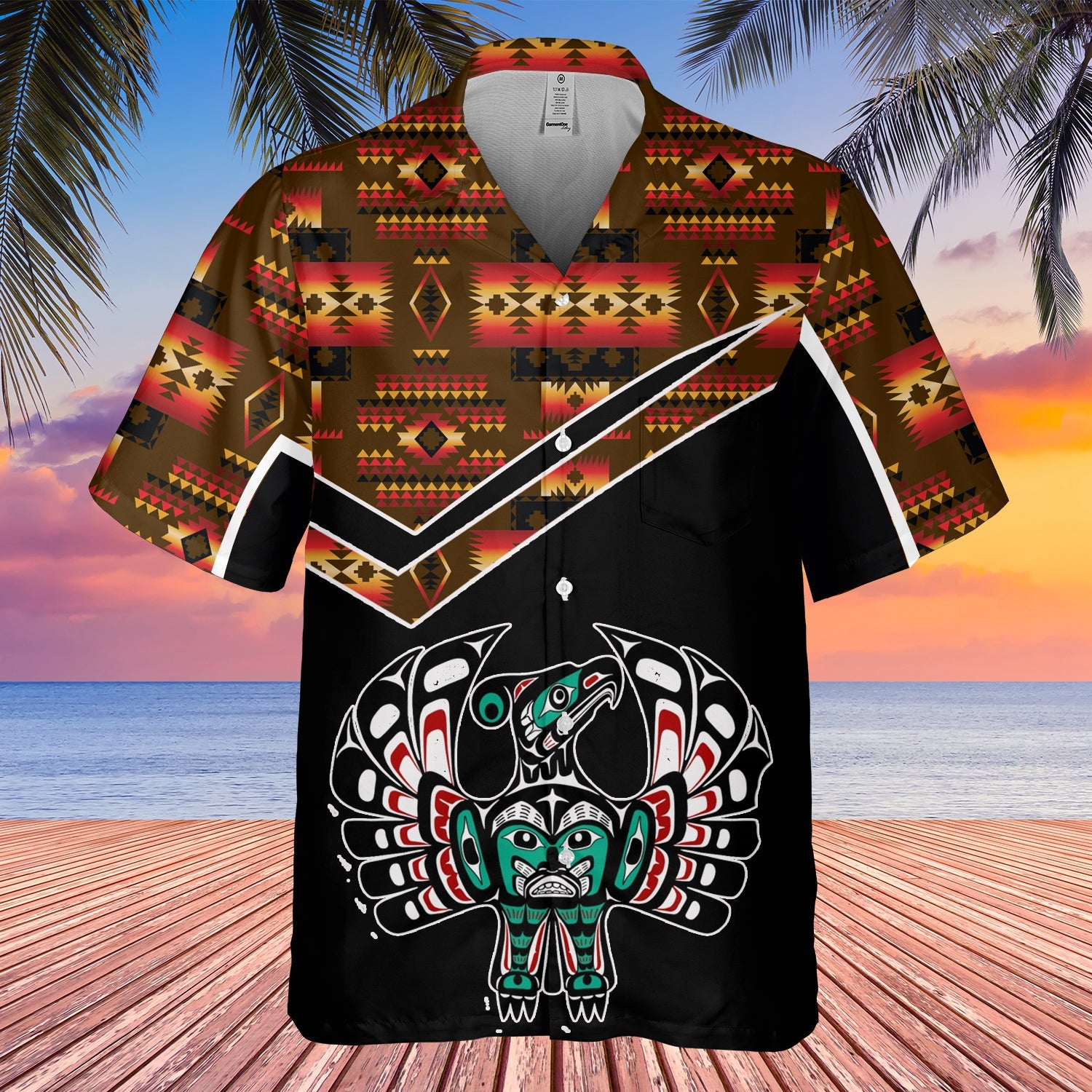 GB-HW000563 Tribe Design Native American Hawaiian Shirt 3D
