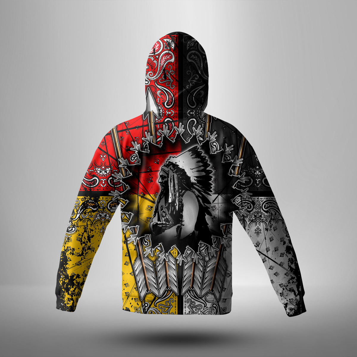 GB-NAT00015 Chief Arrow Native American 3D Hoodie With Mask