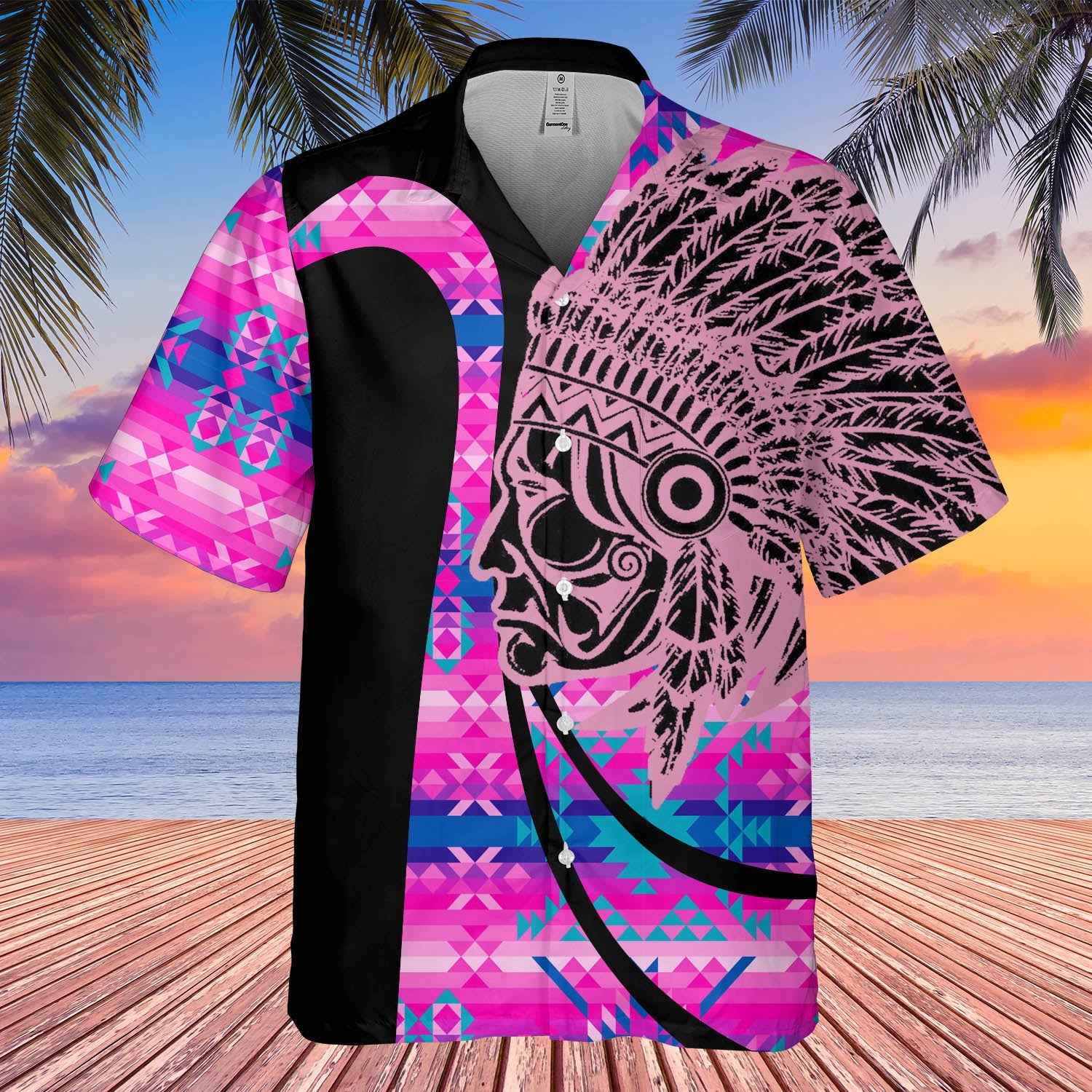 GB-HW000579 Tribe Design Native American Hawaiian Shirt 3D