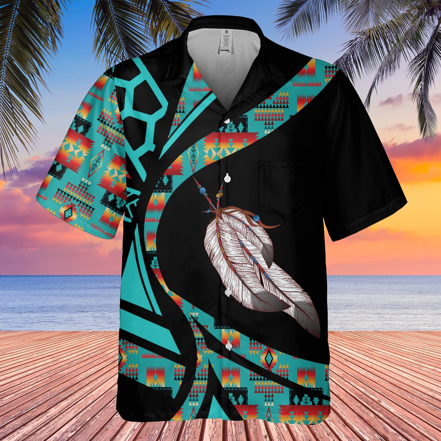 GB-HW001088 Tribe Design Native American Hawaiian Shirt 3D