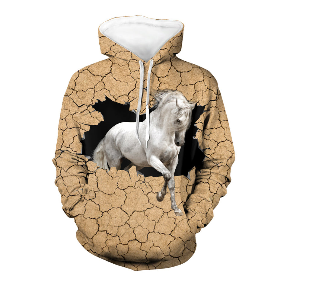 GB-NAT00503-03 White Horse Native 3D Hoodie