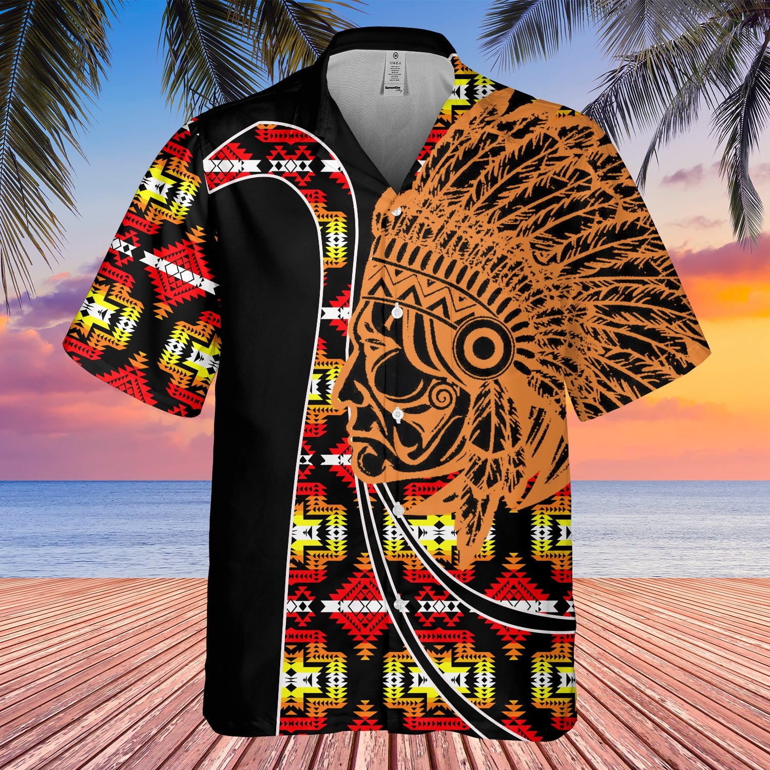 GB-HW000588 Tribe Design Native American Hawaiian Shirt 3D