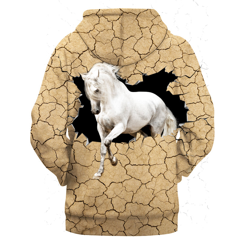 GB-NAT00503-03 White Horse Native 3D Hoodie