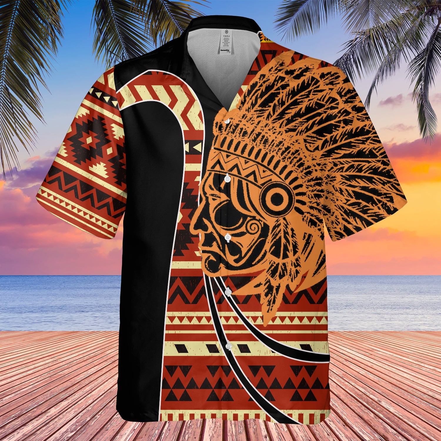 B-HW000590 Tribe Design Native American Hawaiian Shirt 3D