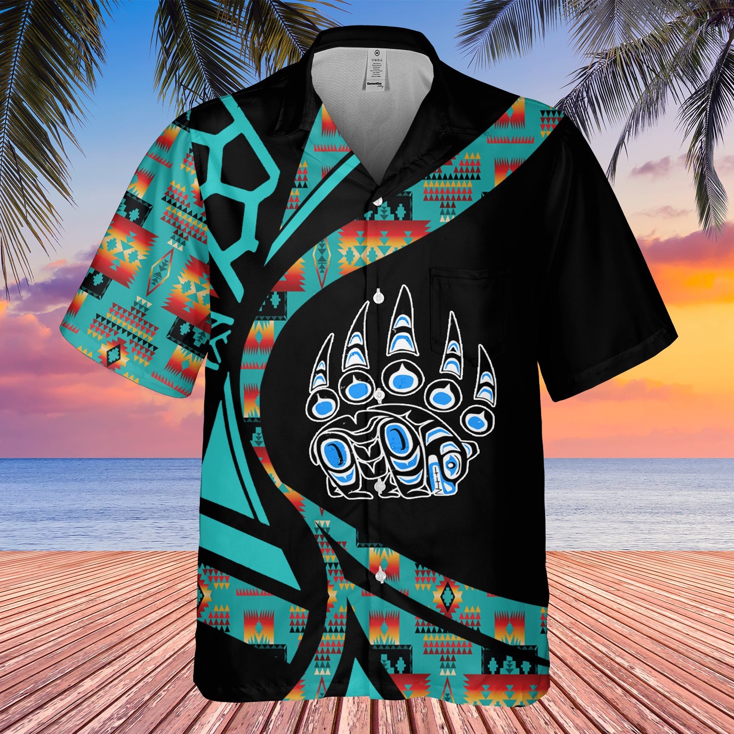 GB-HW001089 Tribe Design Native American Hawaiian Shirt 3D
