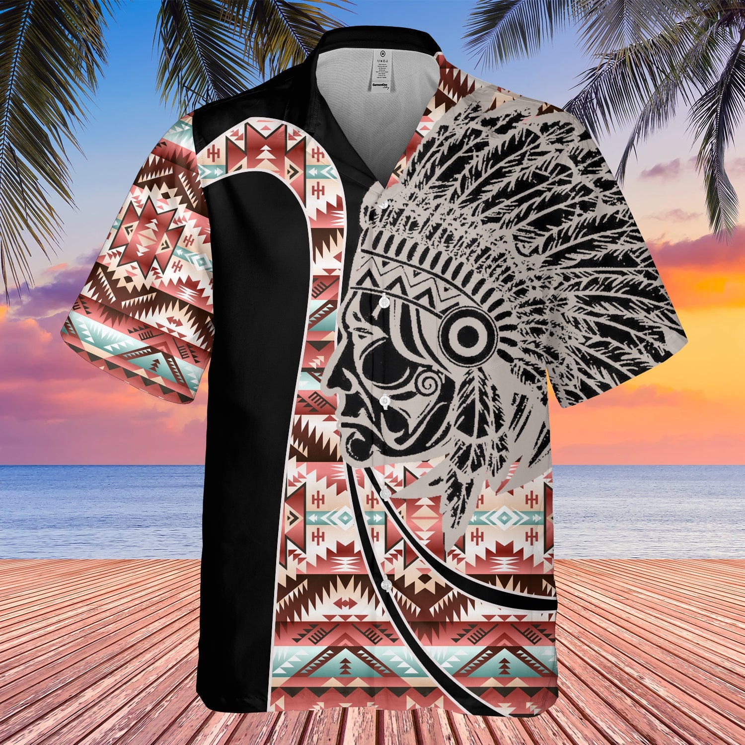 GB-HW000591 Tribe Design Native American Hawaiian Shirt 3D