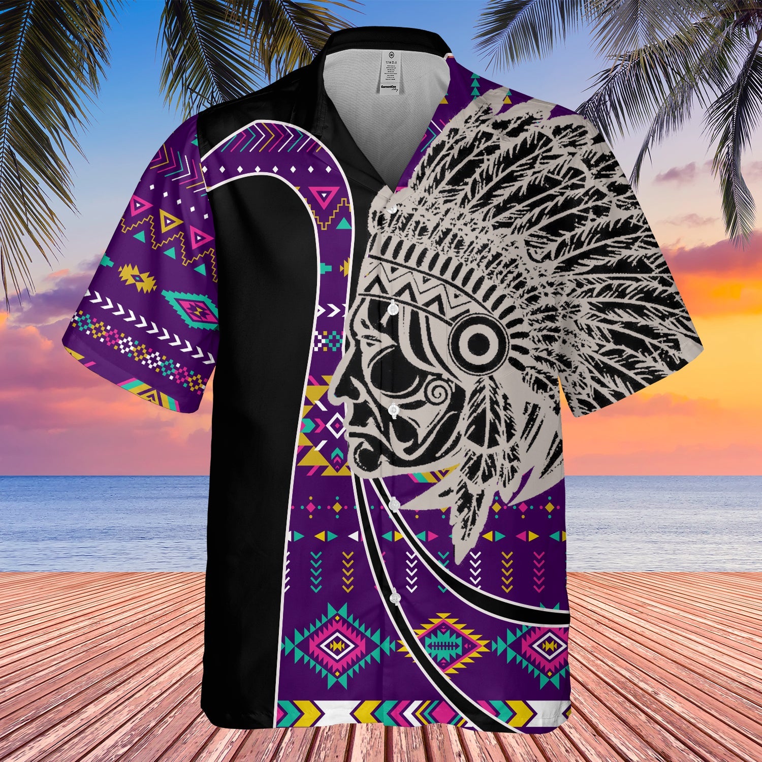 GB-HW000592 Tribe Design Native American Hawaiian Shirt 3D