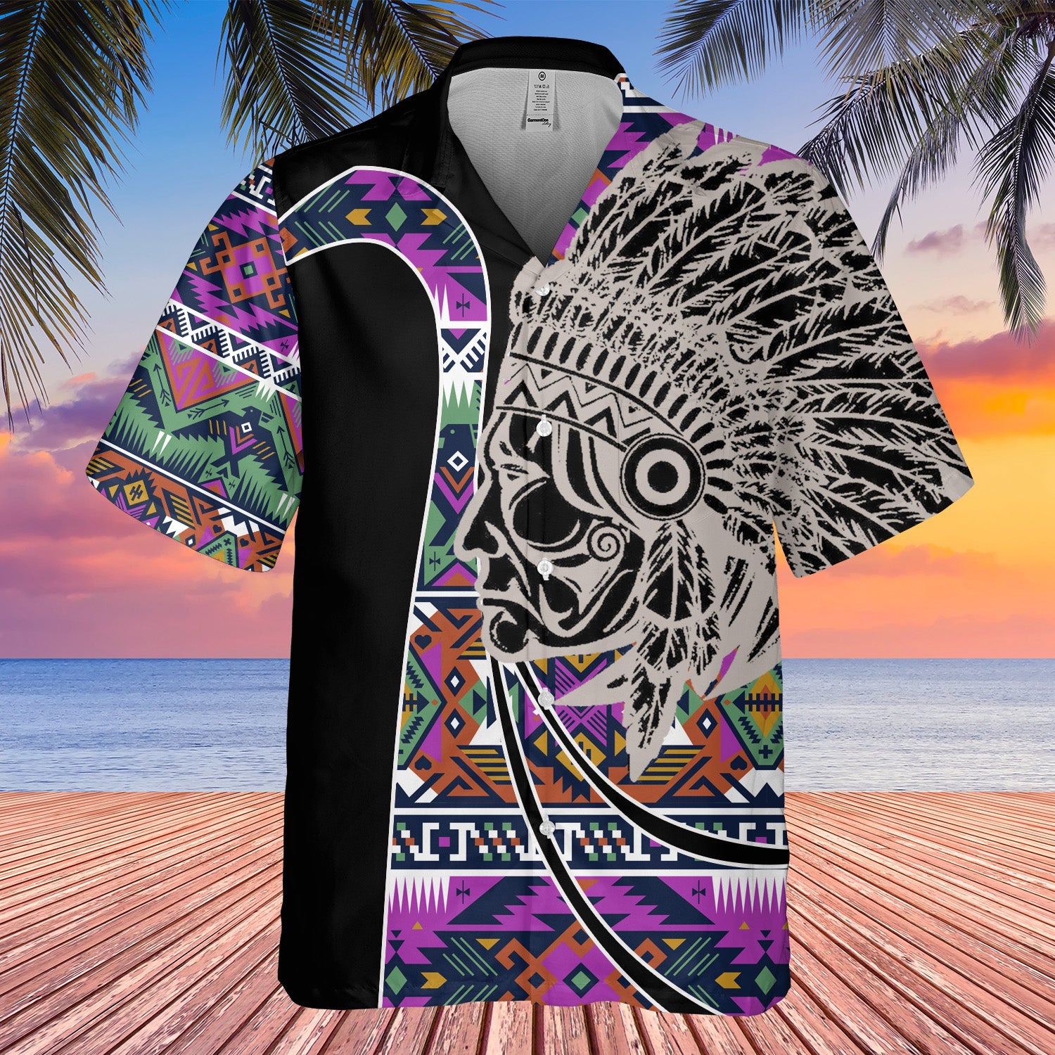GB-HW000594 Tribe Design Native American Hawaiian Shirt 3D