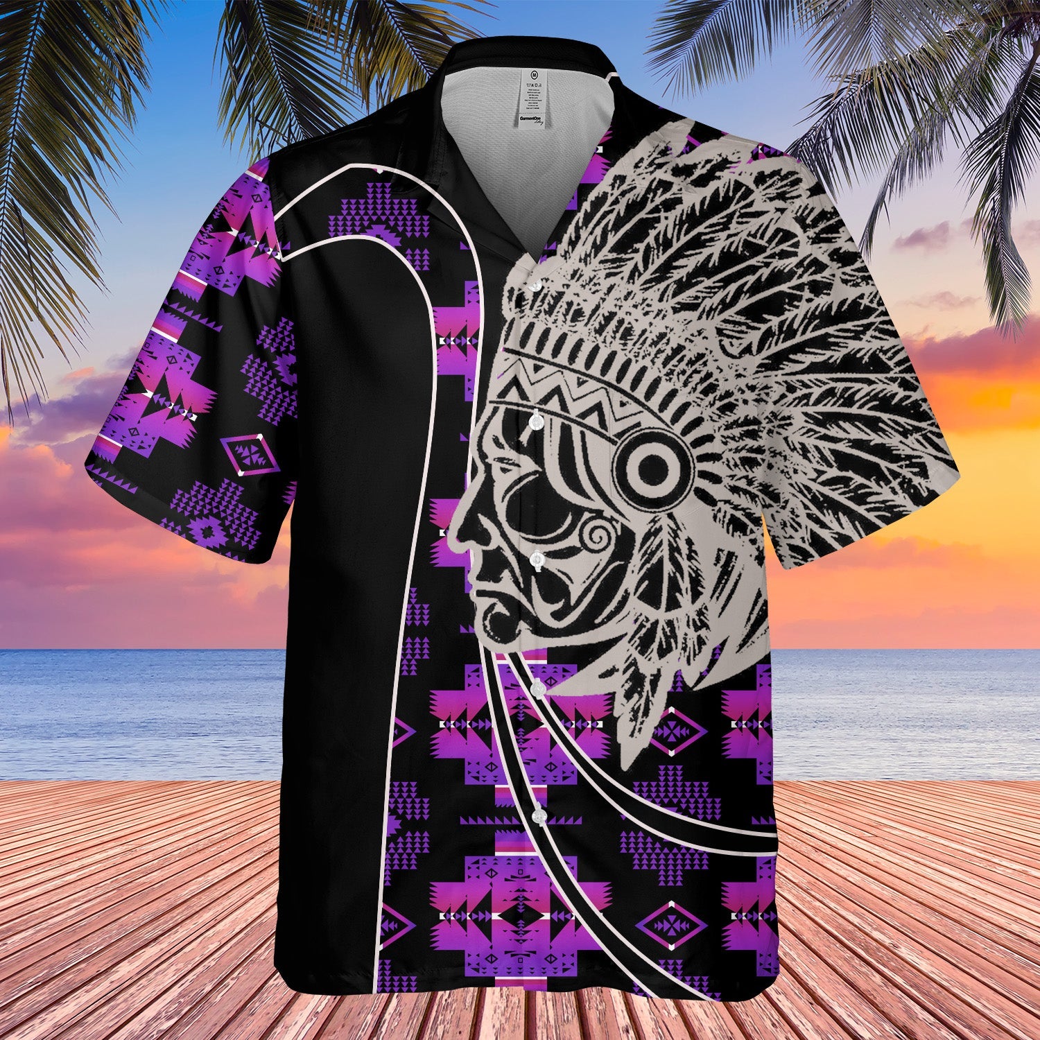 GB-HW000596 Tribe Design Native American Hawaiian Shirt 3D