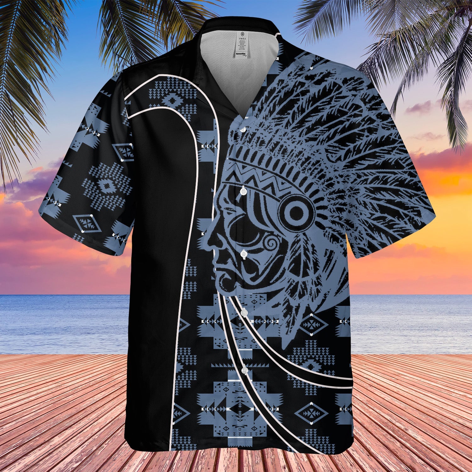 GB-HW000598 Tribe Design Native American Hawaiian Shirt 3D