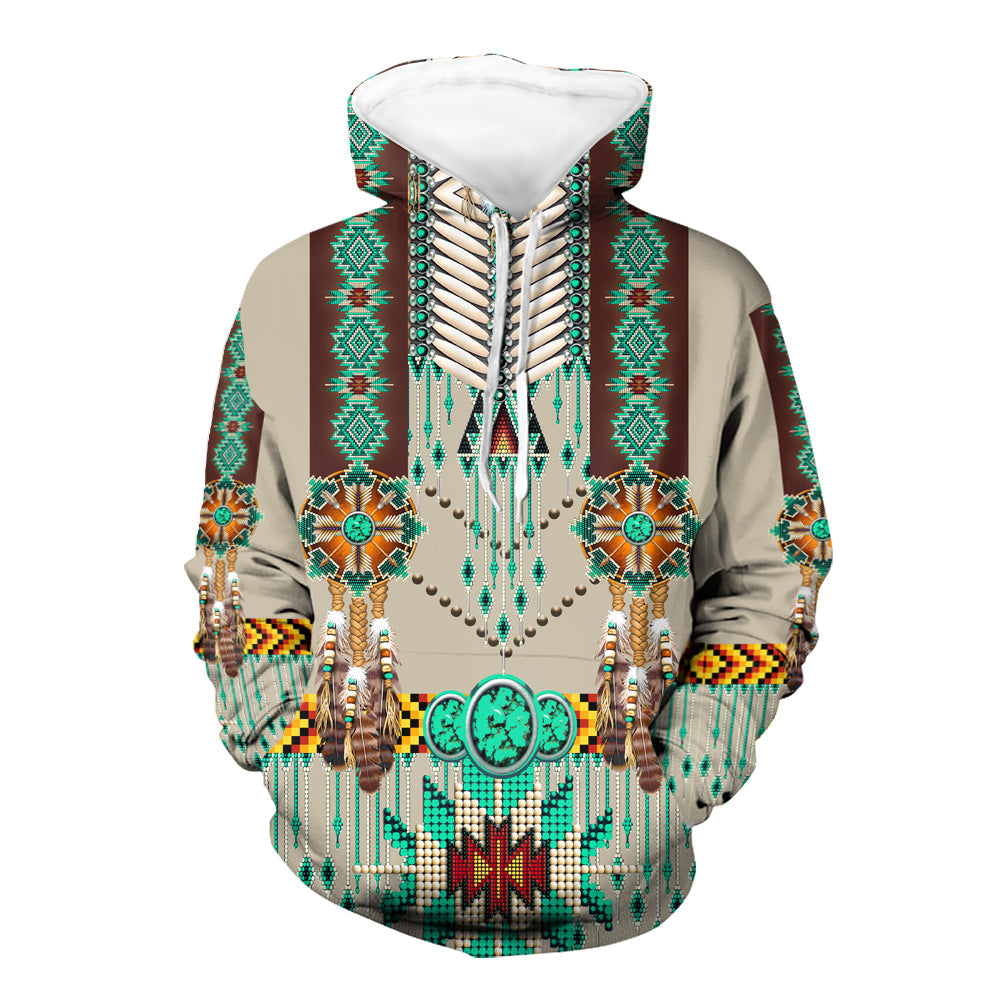 GB-NAT00069-02 Green Pattern Breastplate 3D Hoodie