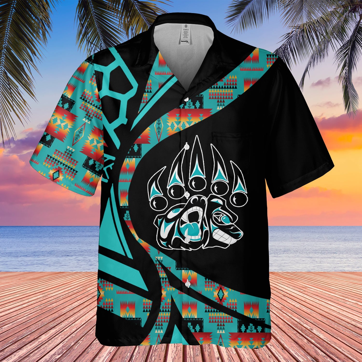 GB-HW001090 Tribe Design Native American Hawaiian Shirt 3D