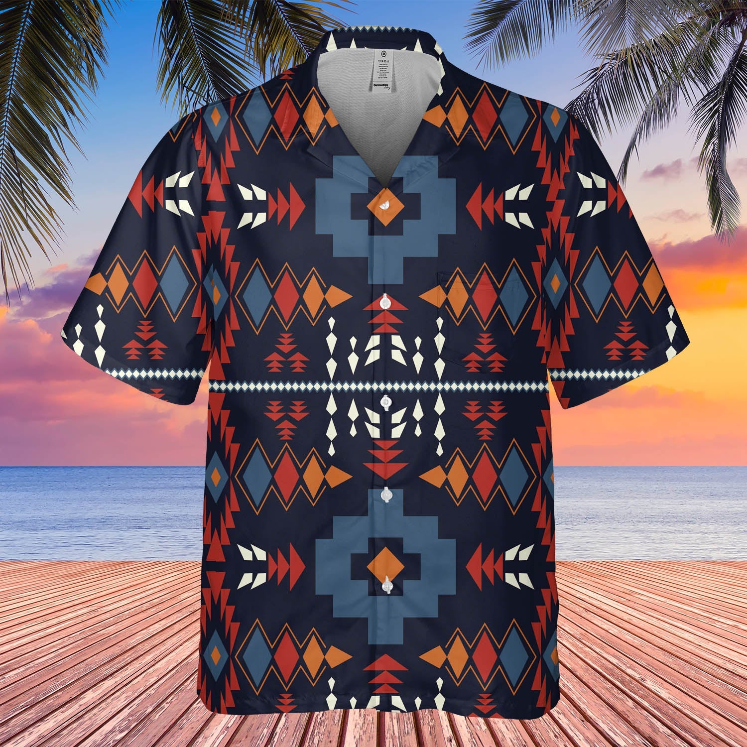 GB-HW000601 Tribe Design Native American Hawaiian Shirt 3D