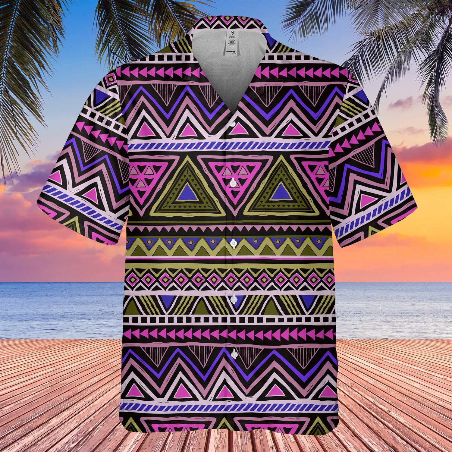 GB-HW000599 Tribe Design Native American Hawaiian Shirt 3D