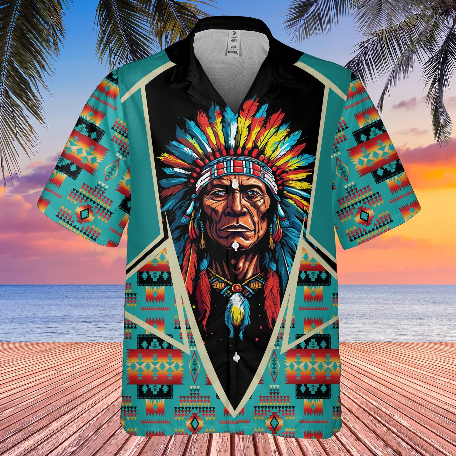 GB-HW000606 Tribe Design Native American Hawaiian Shirt 3D