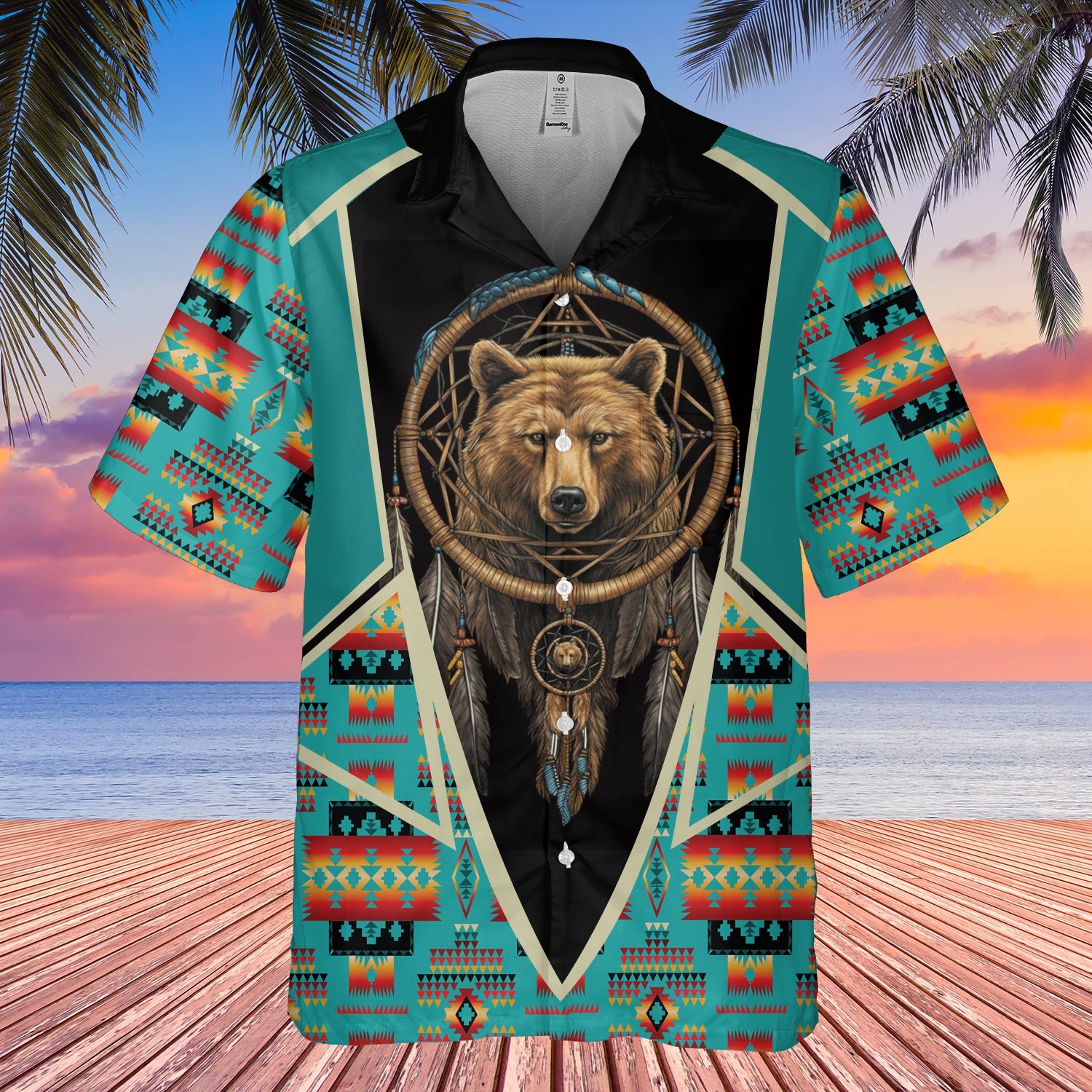 GB-HW000607 Tribe Design Native American Hawaiian Shirt 3D