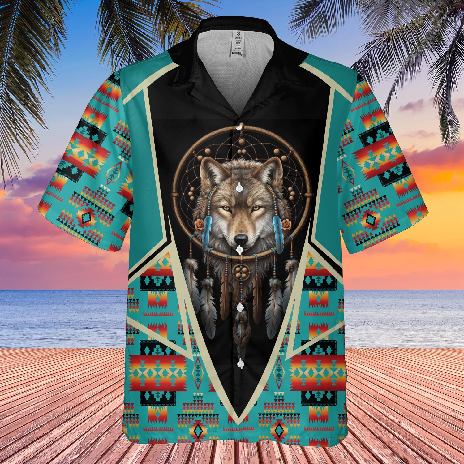 GB-HW000608 Tribe Design Native American Hawaiian Shirt 3D