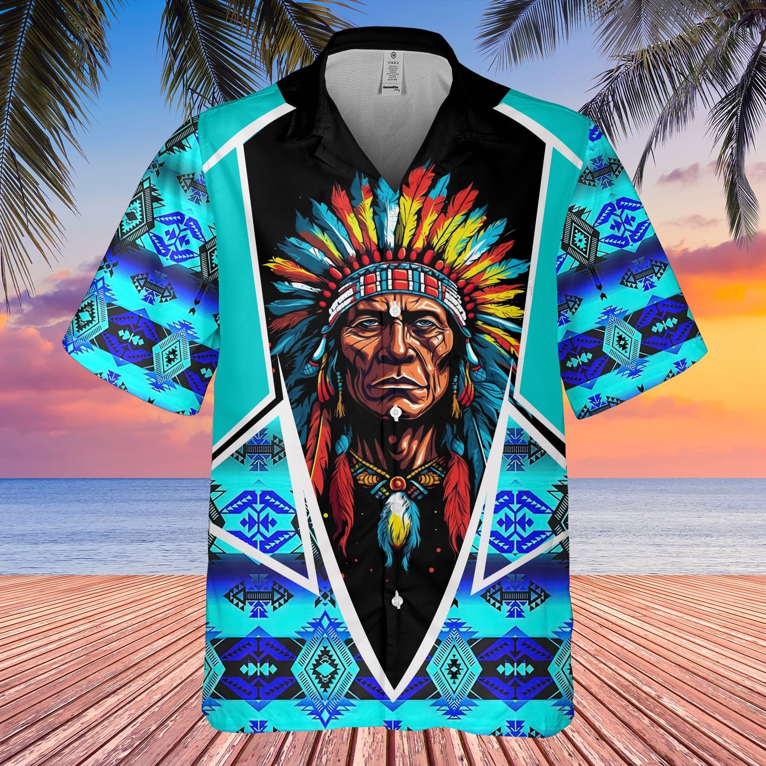 GB-HW000617 Tribe Design Native American Hawaiian Shirt 3D