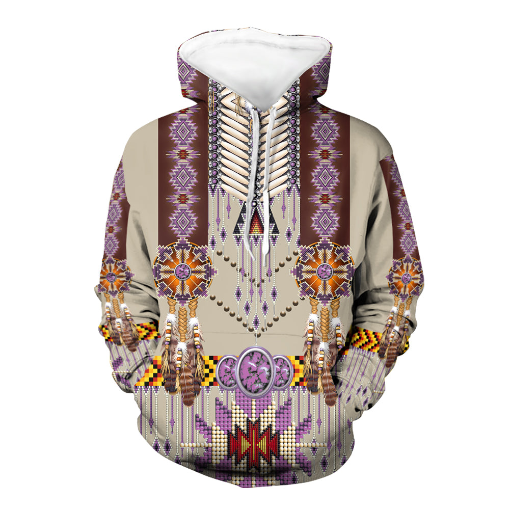 GB-NAT00069-03 Purple Pattern Breastplate 3D Hoodie
