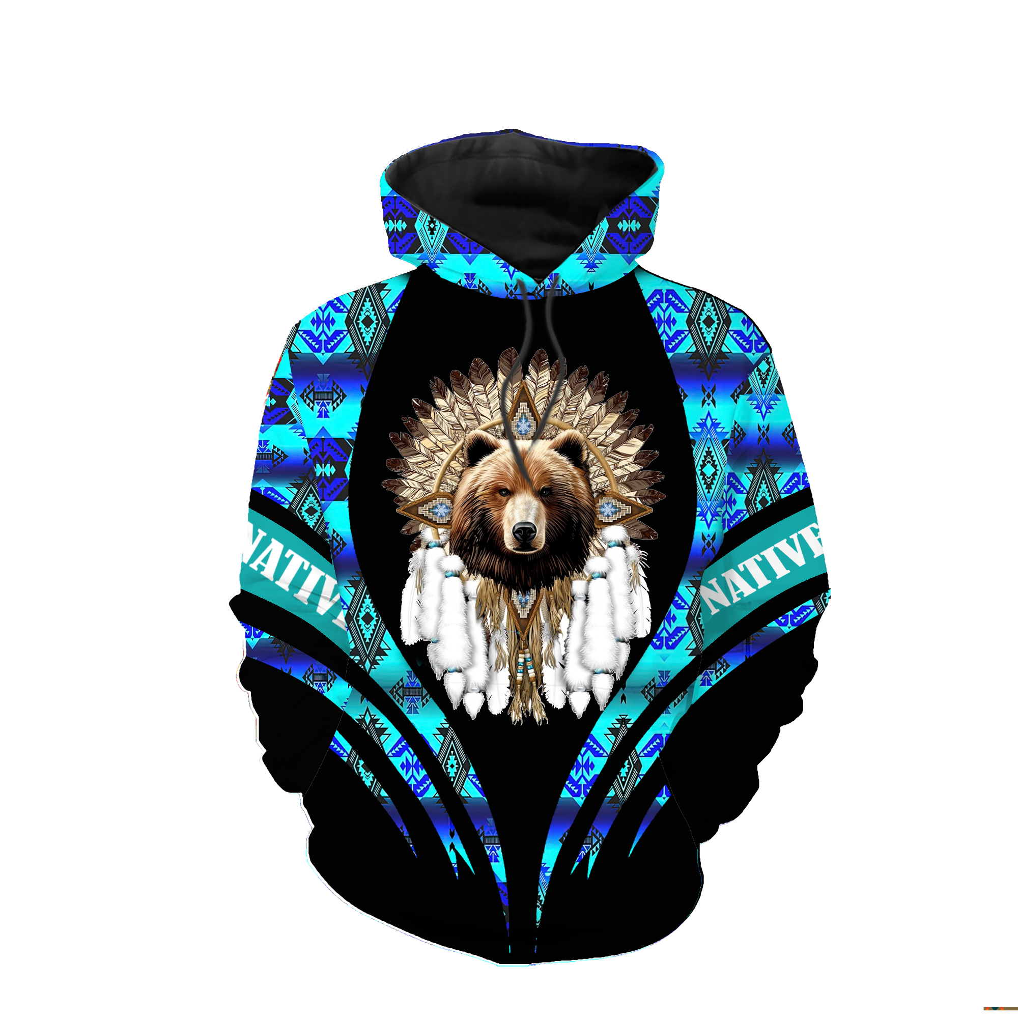 HD0013026 Bear Native American Pride 3D Hoodie