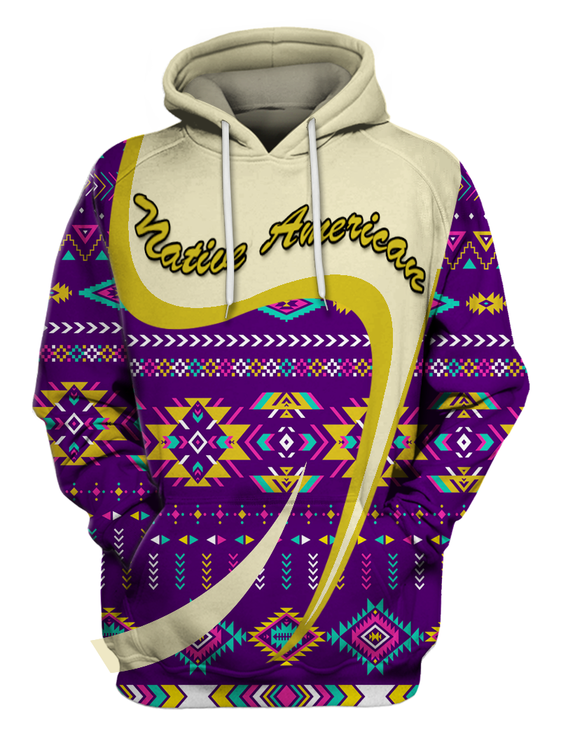 GB-NAT00549-04 Light Purple Pattern 3D Hoodie