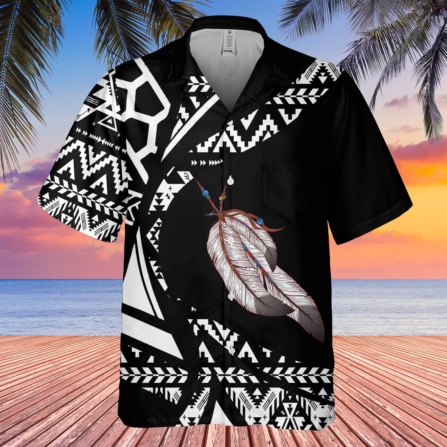 GB-HW001092 Tribe Design Native American Hawaiian Shirt 3D