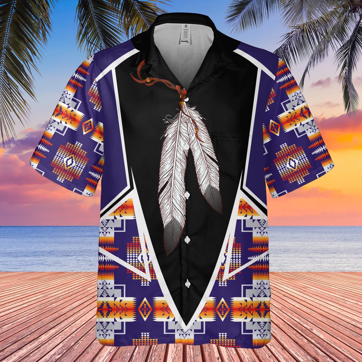 GB-HW000621 Tribe Design Native American Hawaiian Shirt 3D