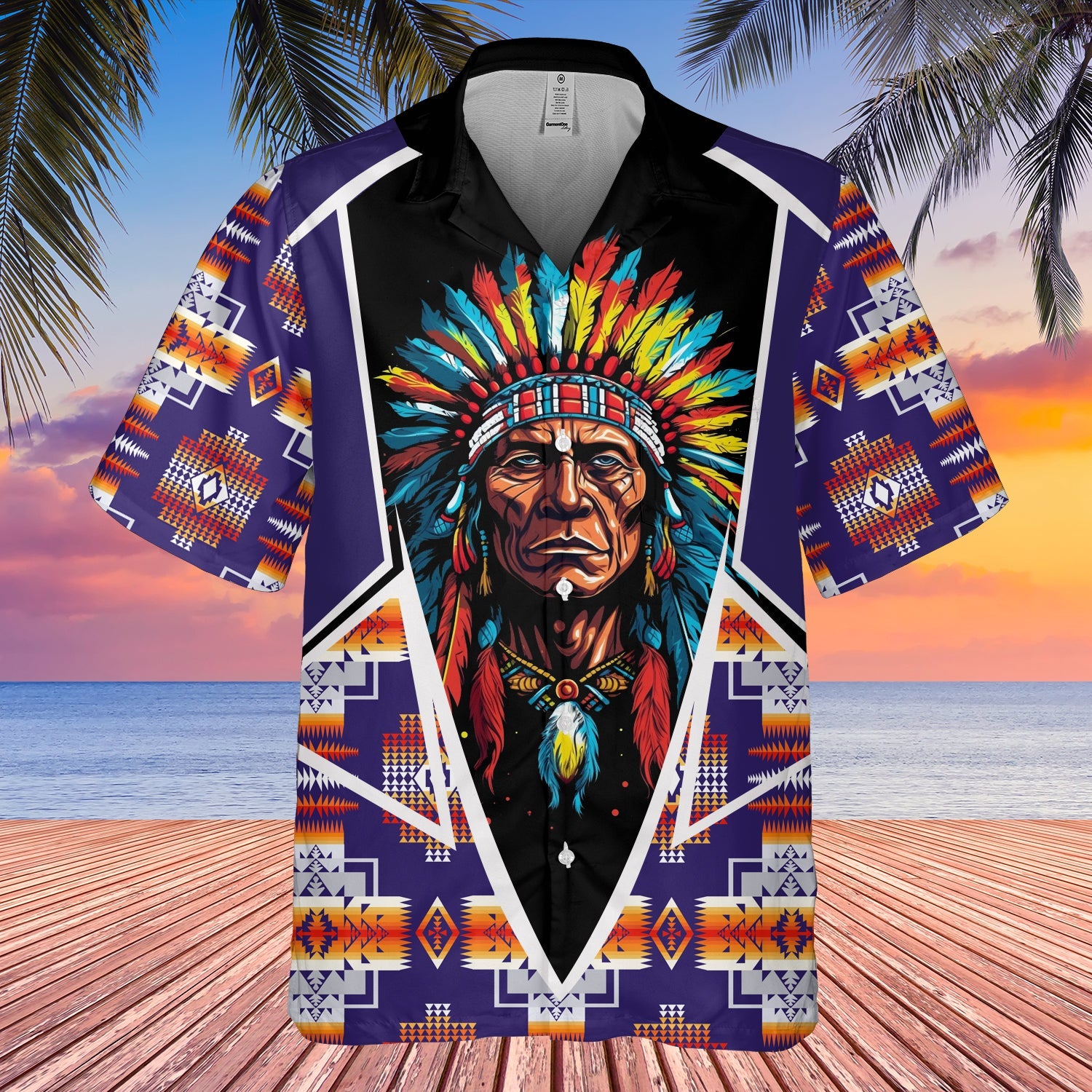 GB-HW000622 Tribe Design Native American Hawaiian Shirt 3D