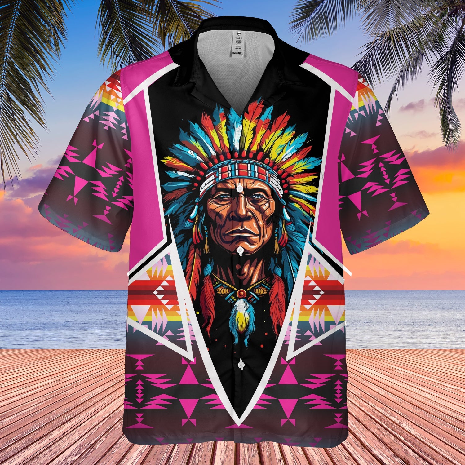 GB-HW000626 Tribe Design Native American Hawaiian Shirt 3D