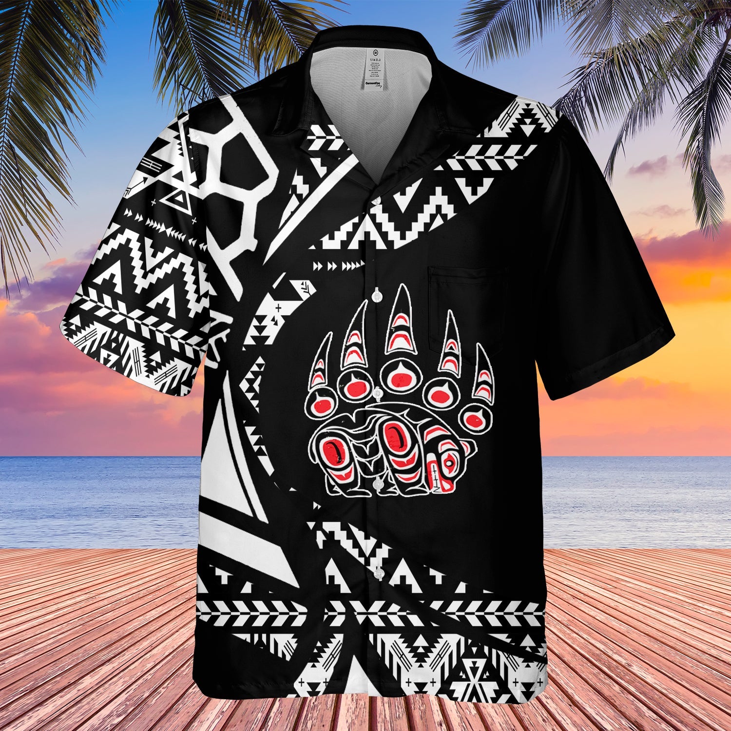 GB-HW001094 Tribe Design Native American Hawaiian Shirt 3D