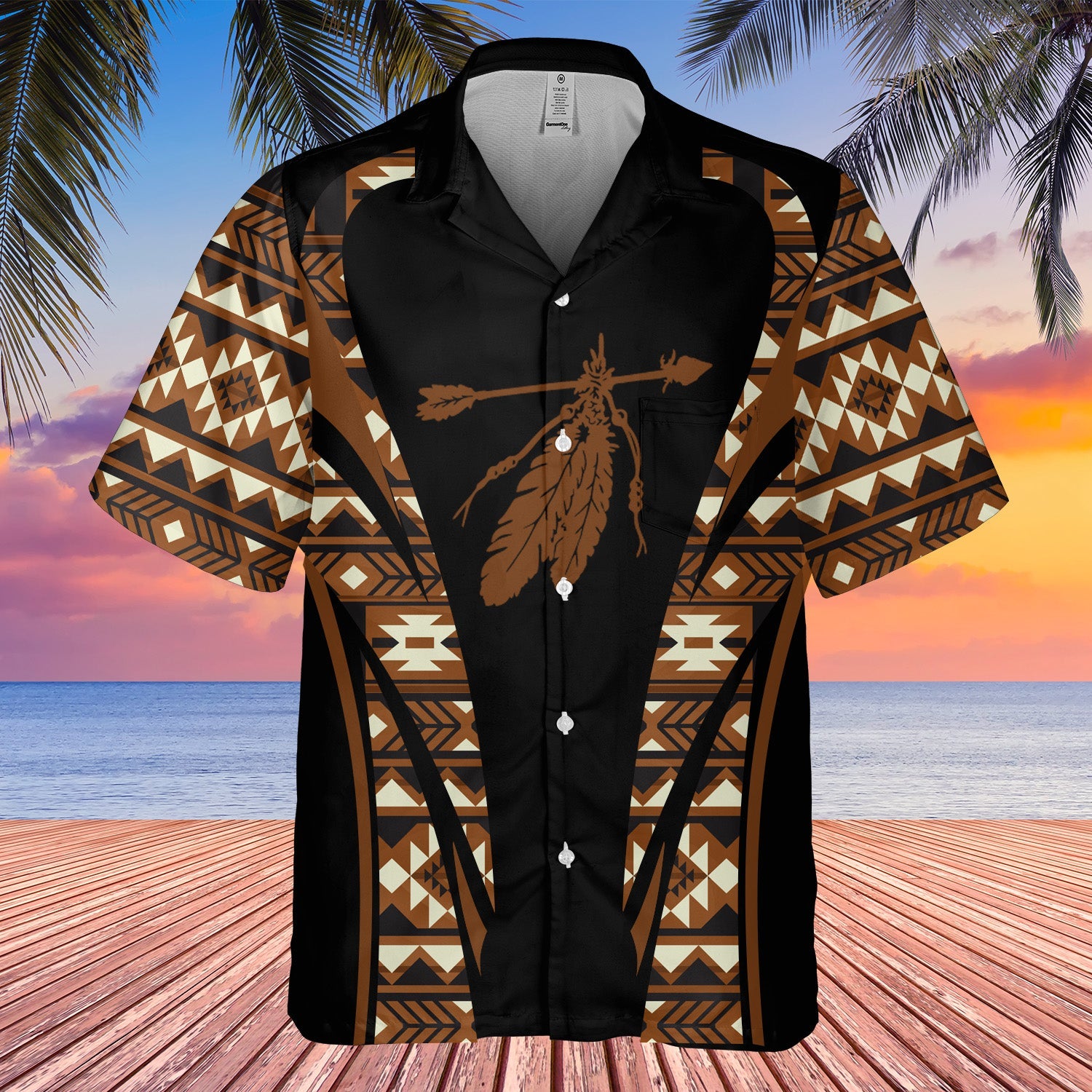 GB-HW000666 Tribe Design Native American Hawaiian Shirt 3D