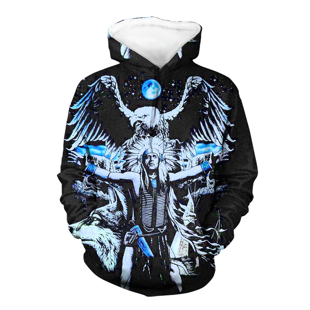 GB-NAT00362 Chief, Eagle & Wolf 3D Hoodie