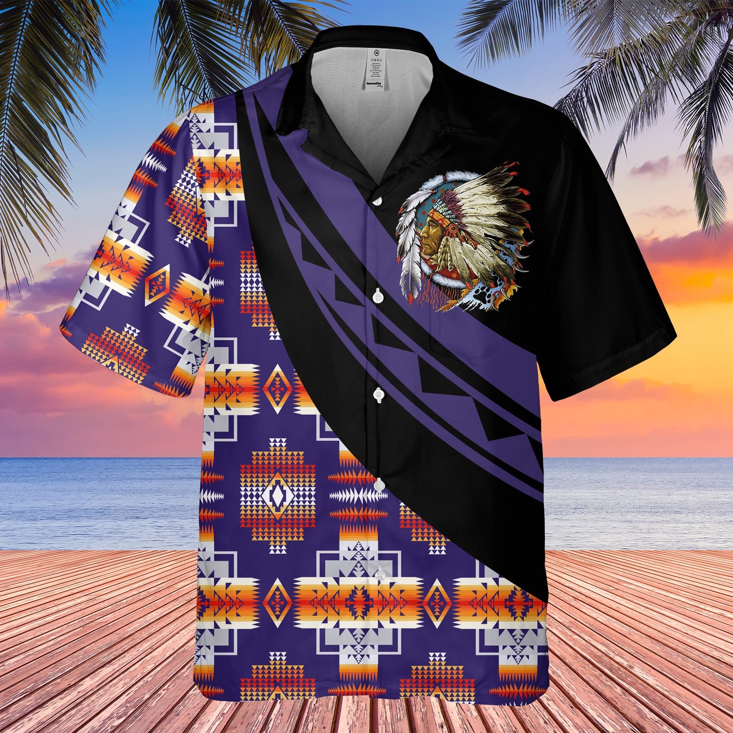 GB-HW001098 Tribe Design Native American Hawaiian Shirt 3D