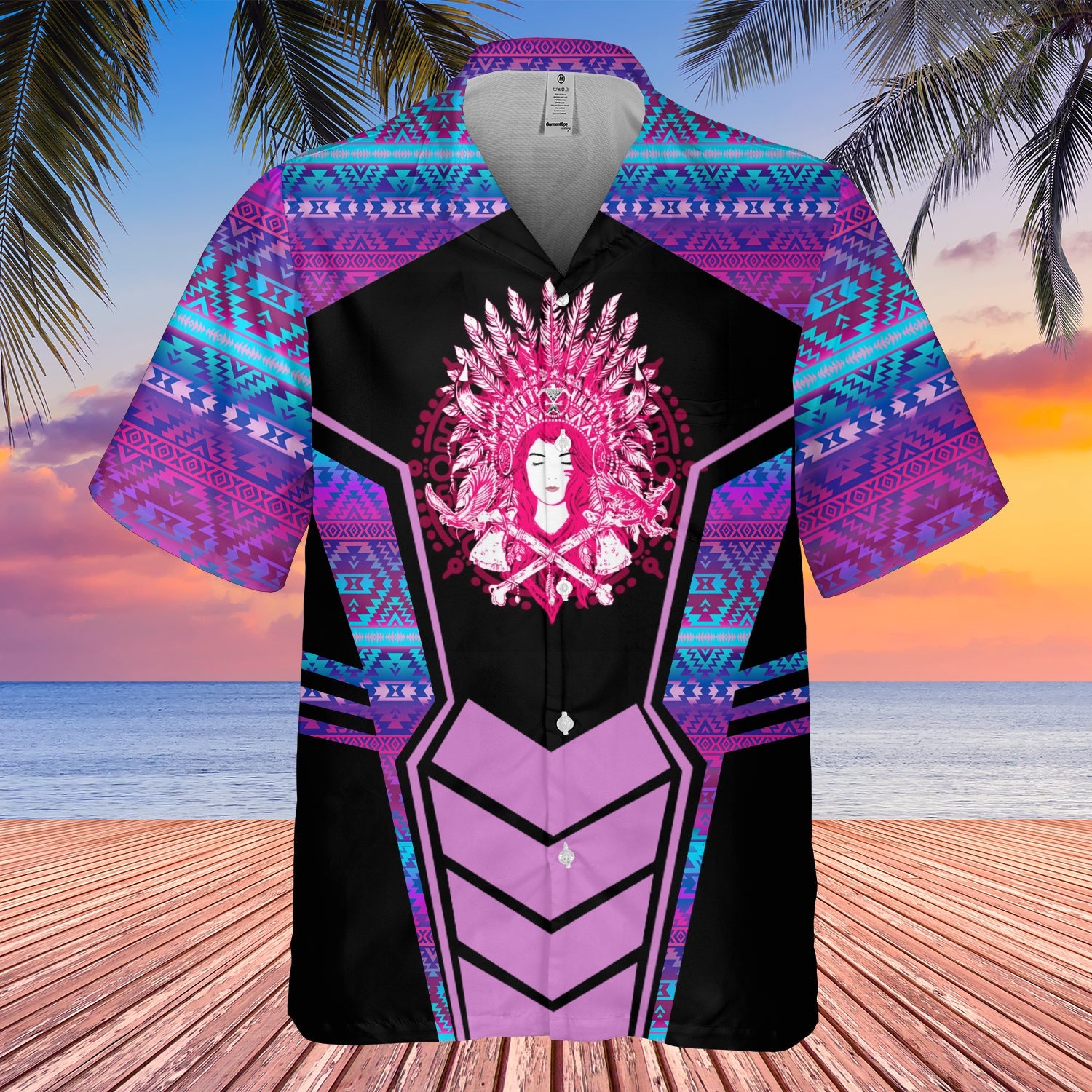 GB-HW000681 Tribe Design Native American Hawaiian Shirt 3D