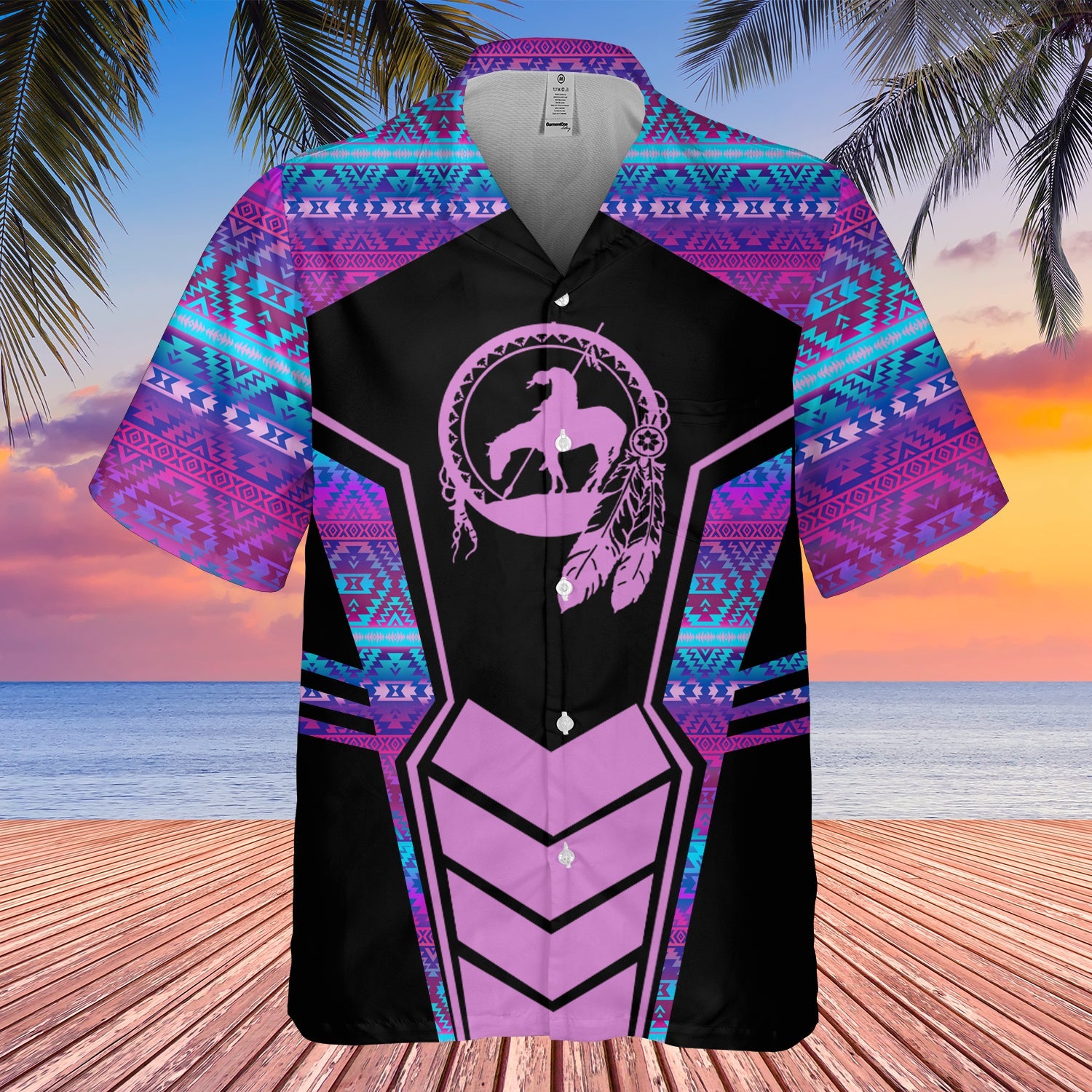 GB-HW000682 Tribe Design Native American Hawaiian Shirt 3D
