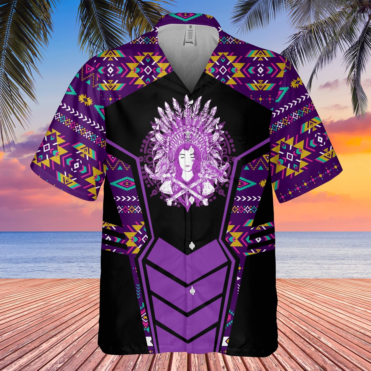 GB-HW000684 Tribe Design Native American Hawaiian Shirt 3D