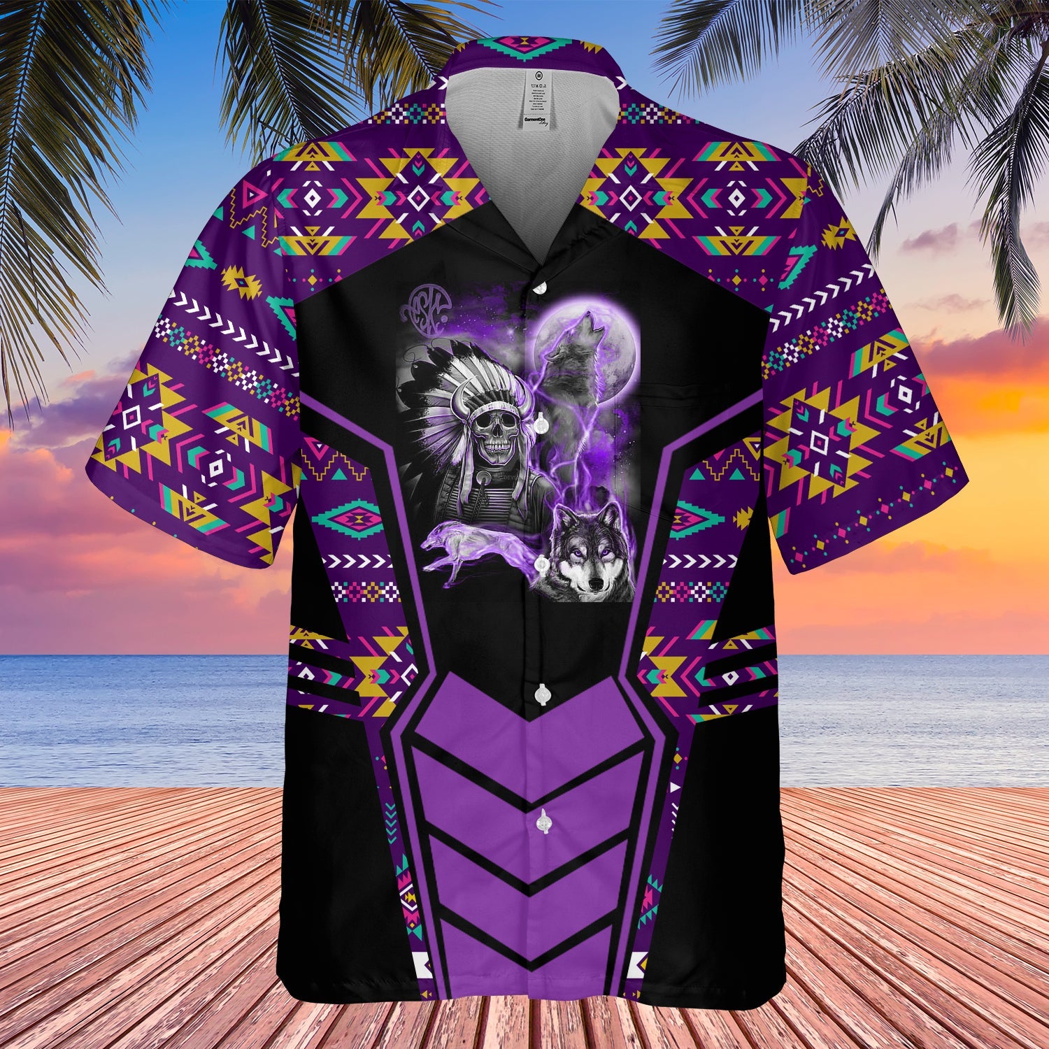 GB-HW000686 Tribe Design Native American Hawaiian Shirt 3D