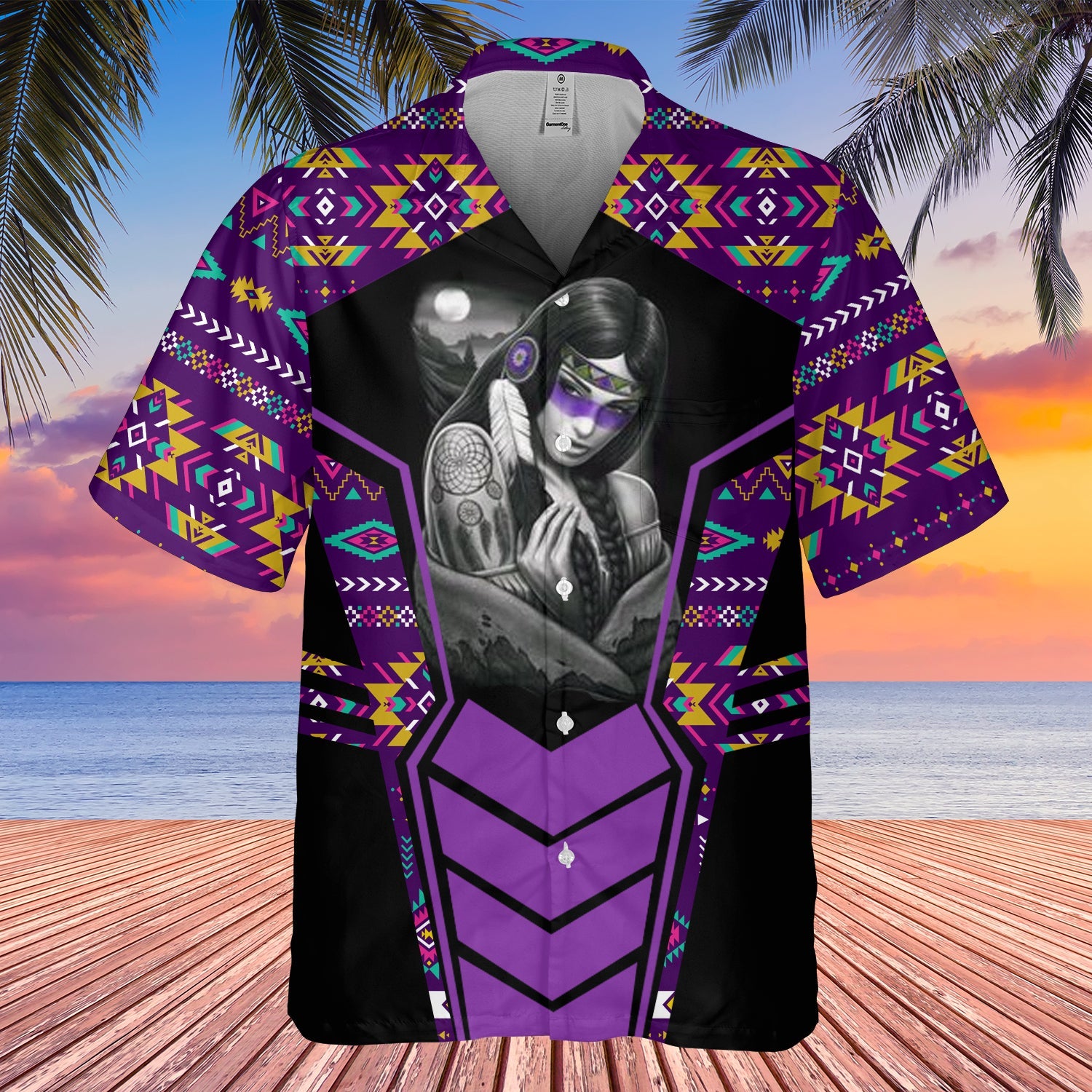 GB-HW000687 Tribe Design Native American Hawaiian Shirt 3D