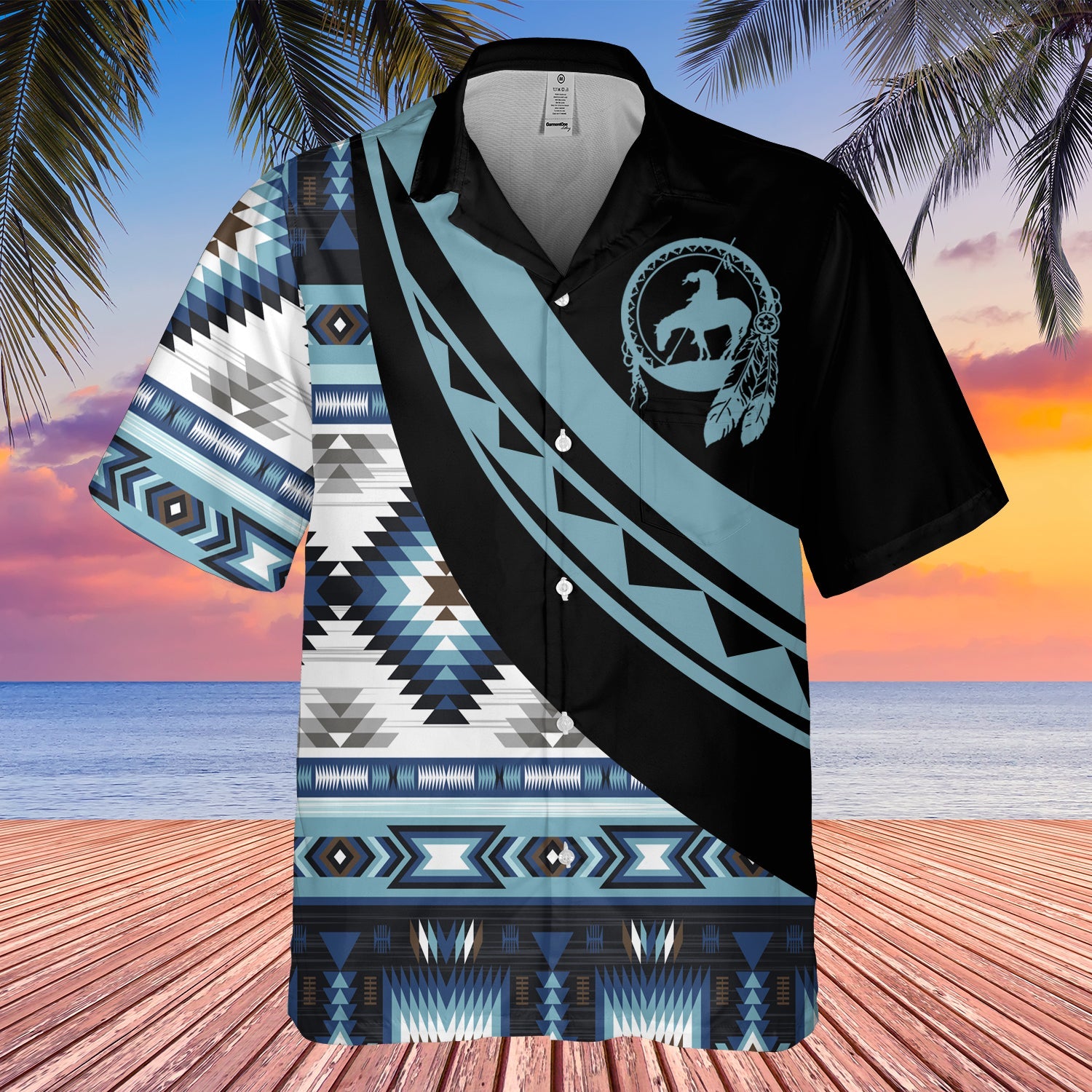GB-HW001100 Tribe Design Native American Hawaiian Shirt 3D