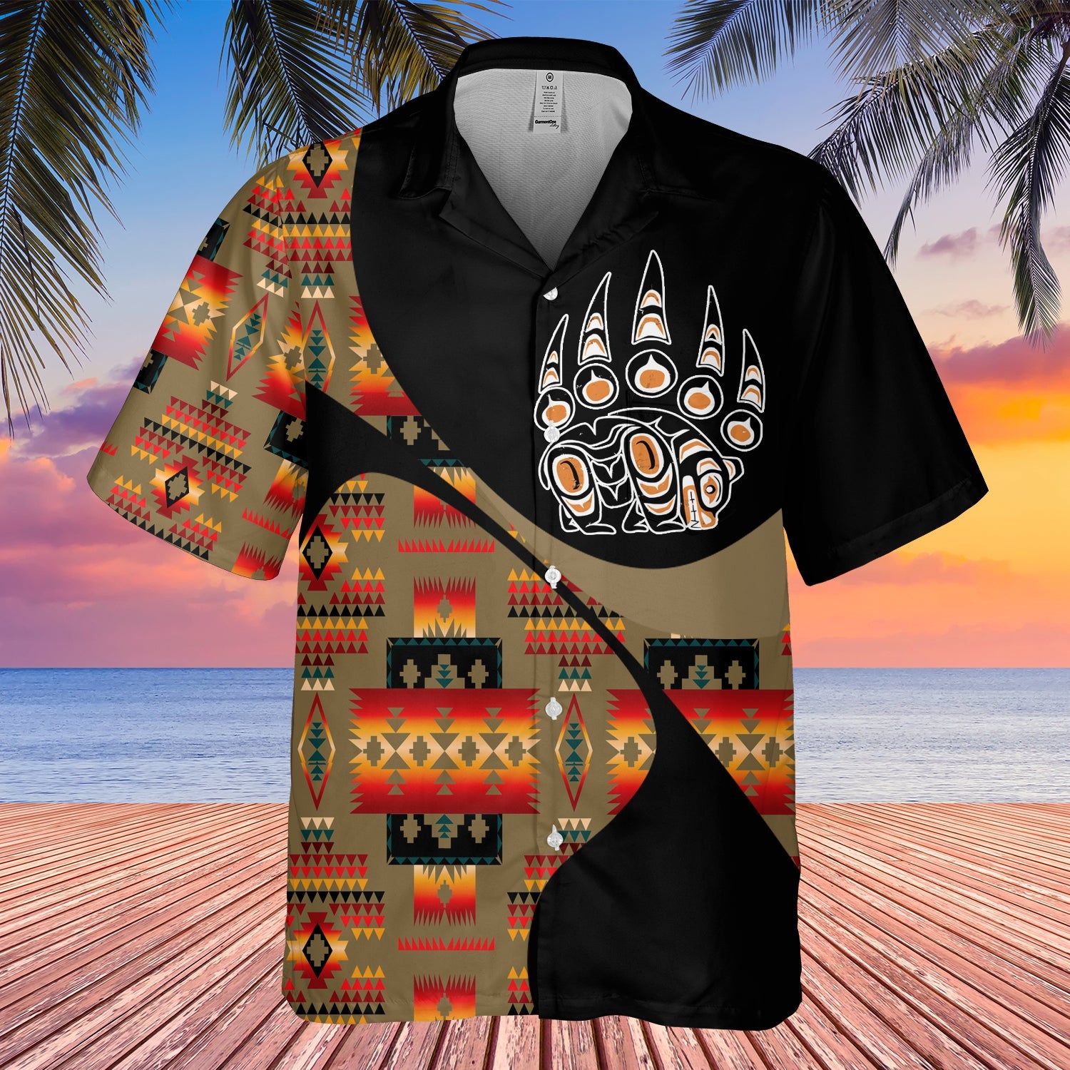GB-HW001041 Tribe Design Native American Hawaiian Shirt 3D