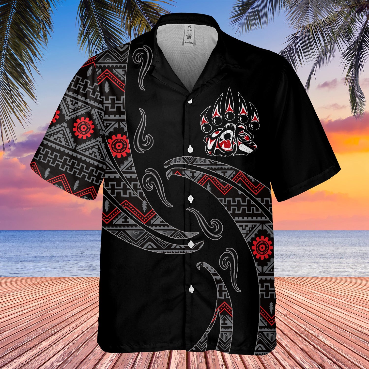 GB-HW001058 Tribe Design Native American Hawaiian Shirt 3D